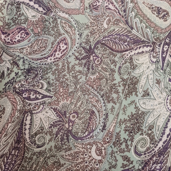 KORI Paisley Green and Purple Boho Cold Shoulder with Ties Top Size Large - Picture 10 of 11